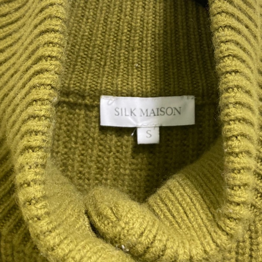 Silk Maison 100% Wool Career Office Chunky Avocado Green Fall Sweater Coat SZ S - Picture 3 of 16